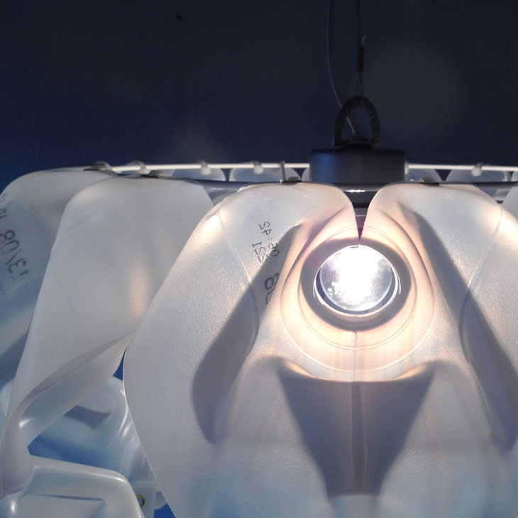 MilkShell2: plastic milk cartons lampshade by Gilbert de Rooij