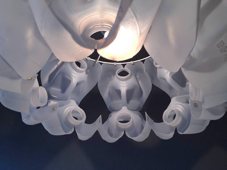 MilkShell2: plastic milk cartons lampshade by Gilbert de Rooij